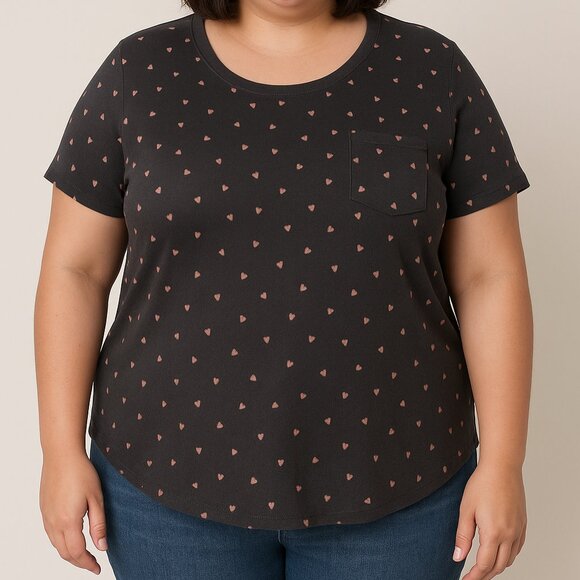 ANA A New Approach Black Floral Pocket Tee – Size Large - Picture 1 of 9